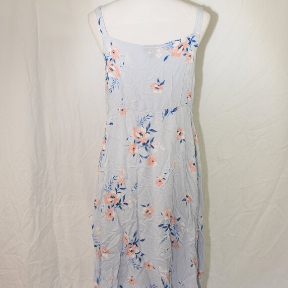 Torrid Size 1 Floral Dress Light Blue Beach Cover up Mid Thigh Elastic Waistband - Picture 5 of 6